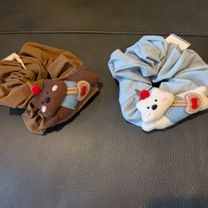 Cute Bear Hair Scrunchies - Blue and Brown
